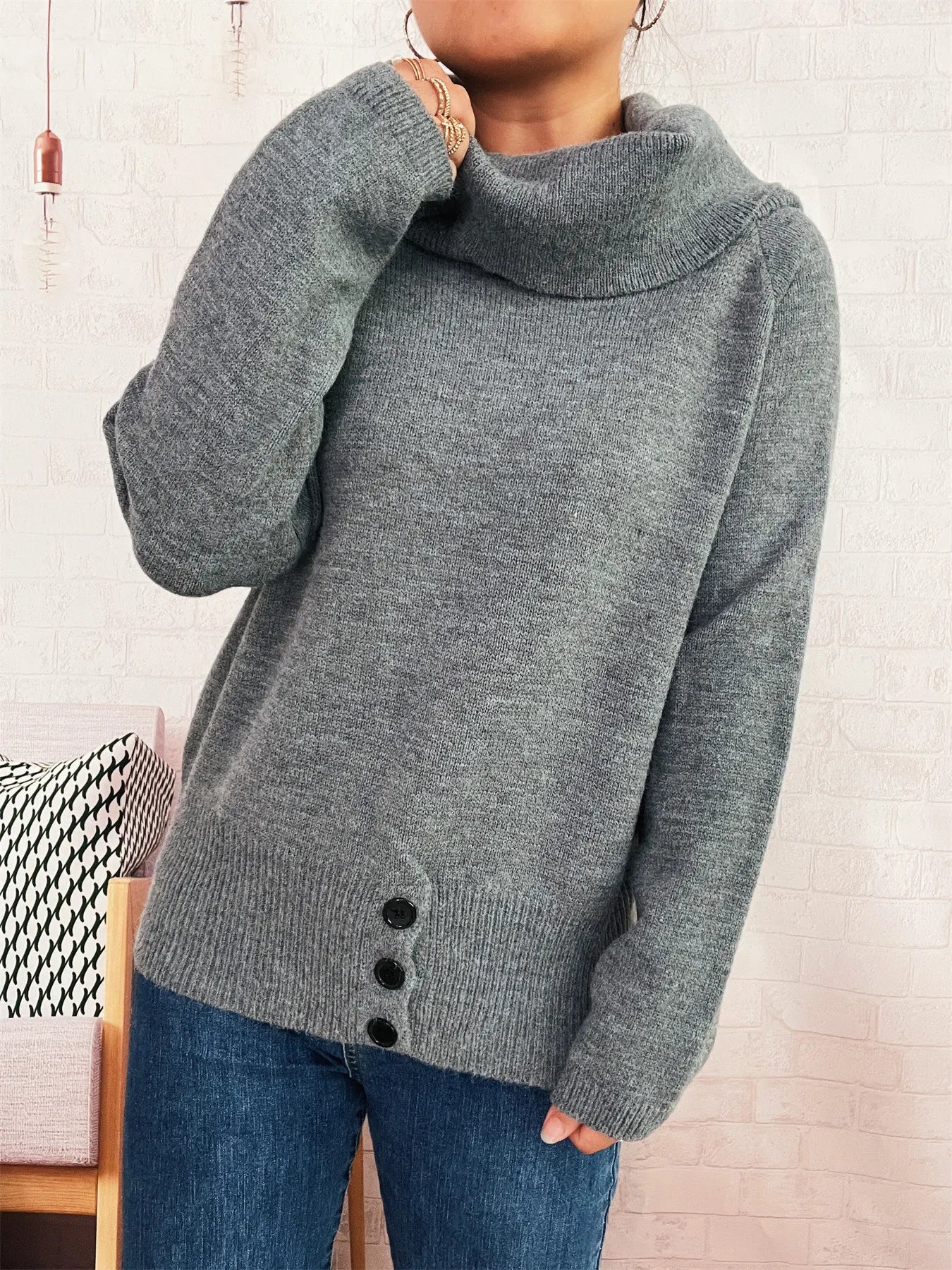 Striped Turtleneck Long Sleeve Sweater