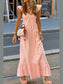 V Neck Ruffled Cap Sleeve Smocked Maxi Dress nicholesgifts