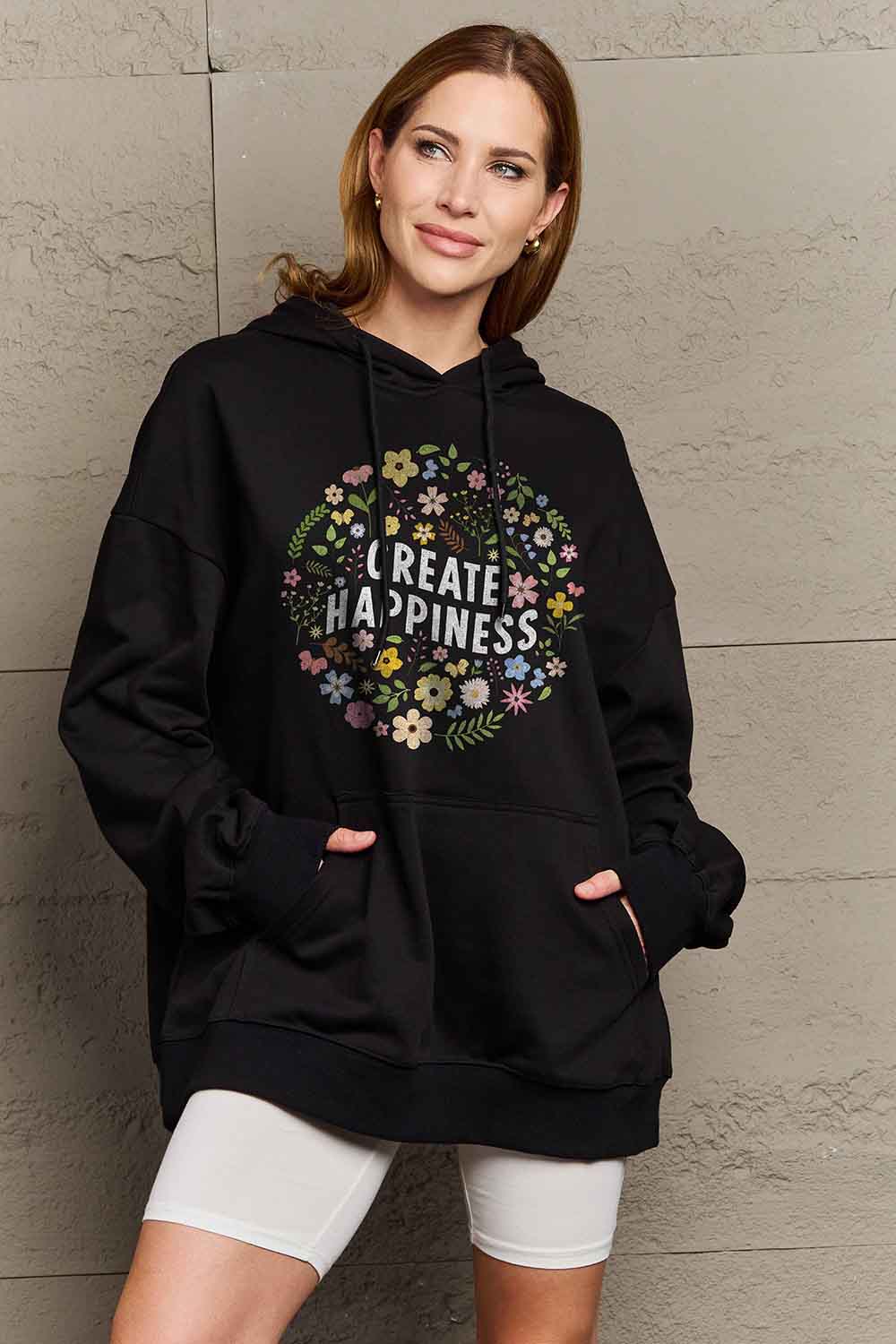 Simply Love Simply Love Full Size CREATE HAPPINESS Graphic Hoodie NicholesGifts