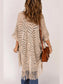 Openwork Open Front Cardigan with Fringes nicholesgifts