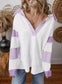 Color Block Striped Johnny Collar Sweatshirt nicholesgifts