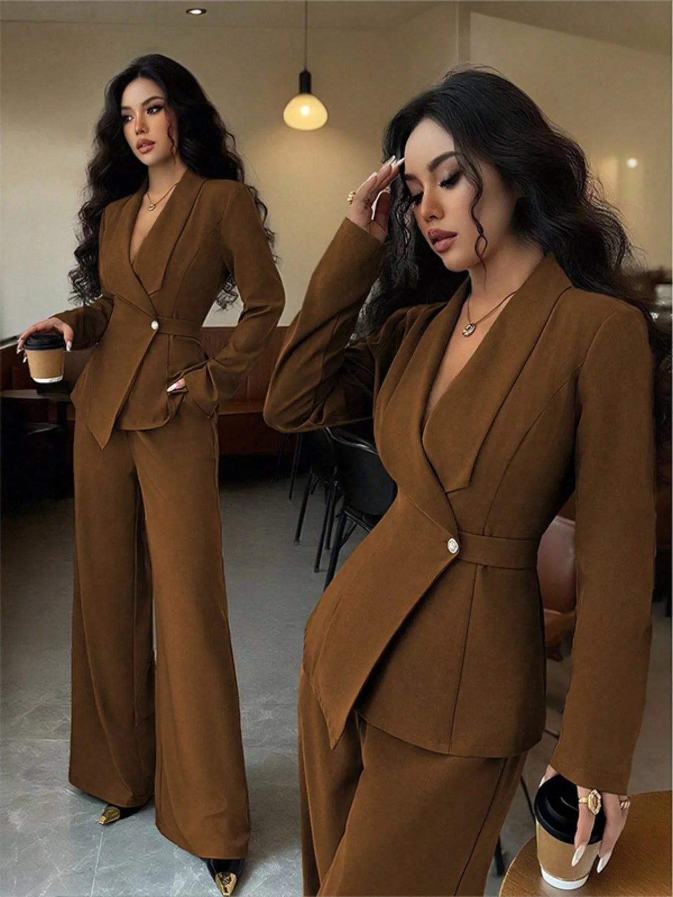 One Button Blazer and Pants Set nicholesgifts