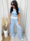 Contrast Trim Round Neck Top and Pants Set nicholesgifts