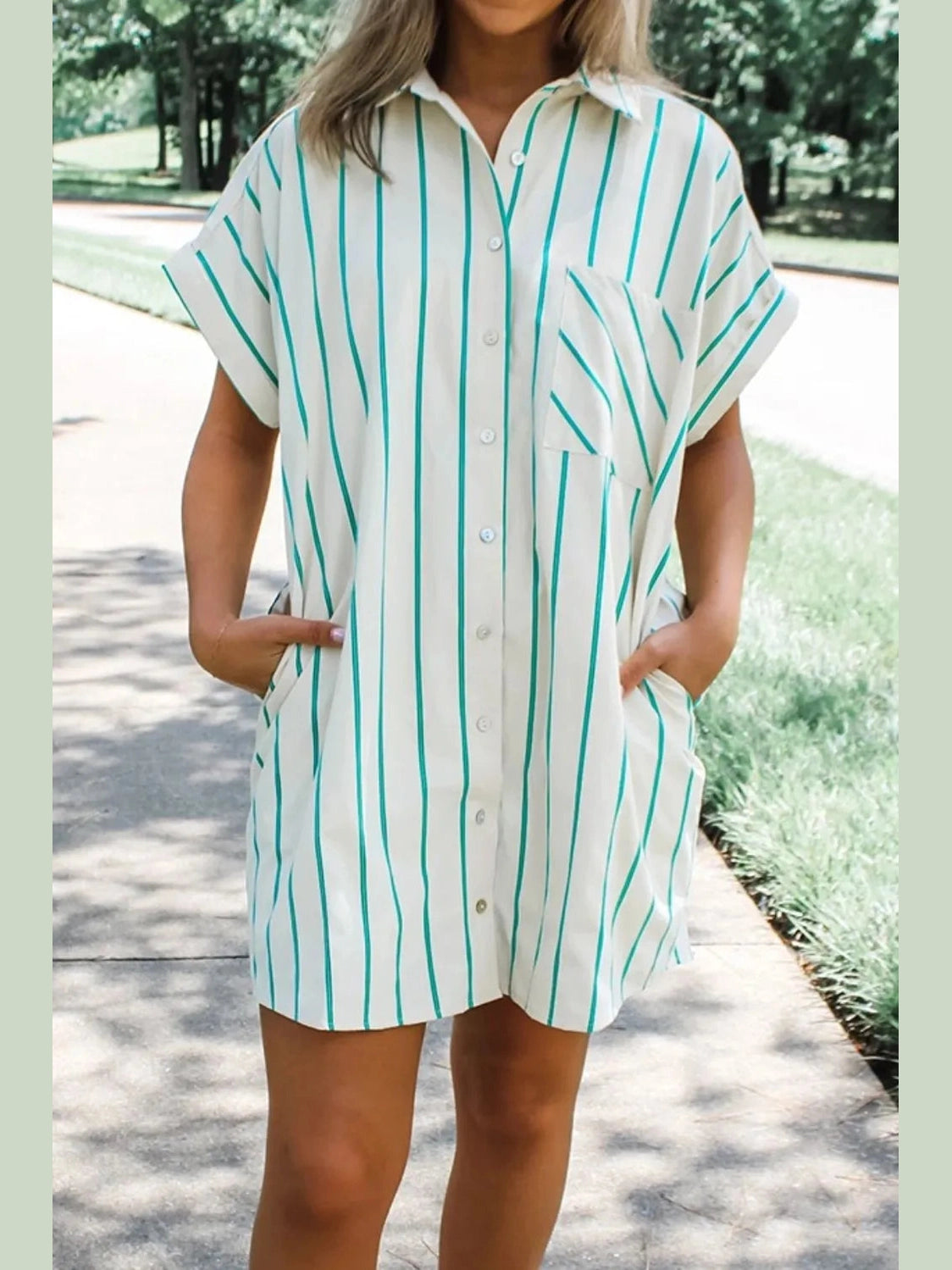 St Patricks Striped Wide Short Sleeve Shift Mini Shirt Dress NicholesGifts