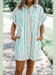 St Patricks Striped Wide Short Sleeve Shift Mini Shirt Dress nicholesgifts