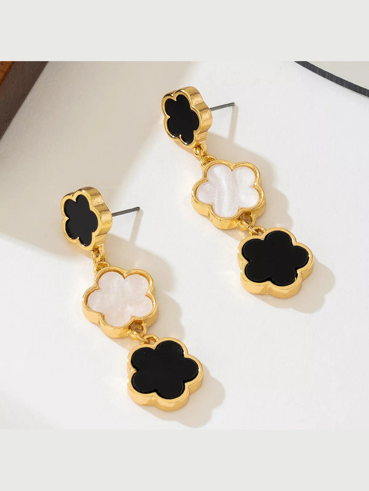 18K Gold-Plated Clover Drop Earrings Trendsi