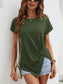 Women Asymmetric Hem Round Neck Short Sleeve T-Shirt nicholesgifts