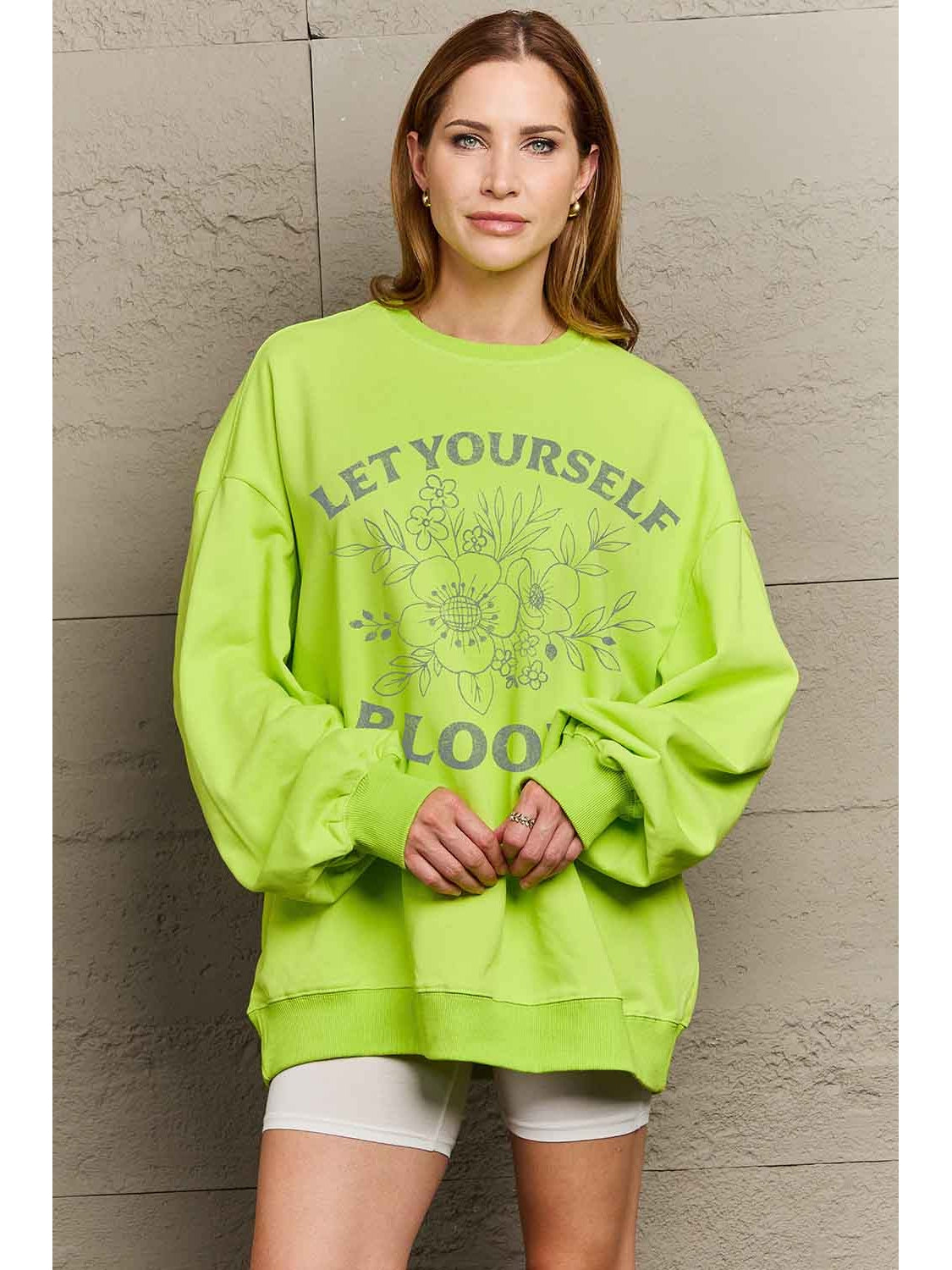 Women Simply Love Full Size Let Yourself Bloom Graphic Sweatshirt nicholesgifts