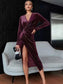 Velvet Ruched Slit Midi Dress nicholesgifts