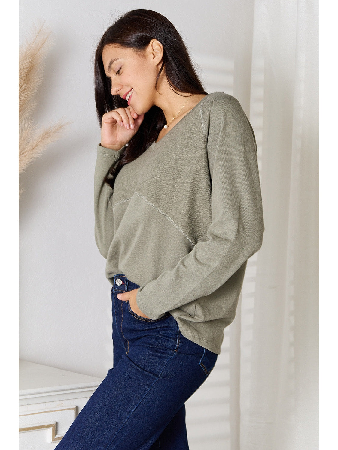 NicholesGifts Women Culture Code Full Size V-Neck Long Sleeve T-Shirt NicholesGifts