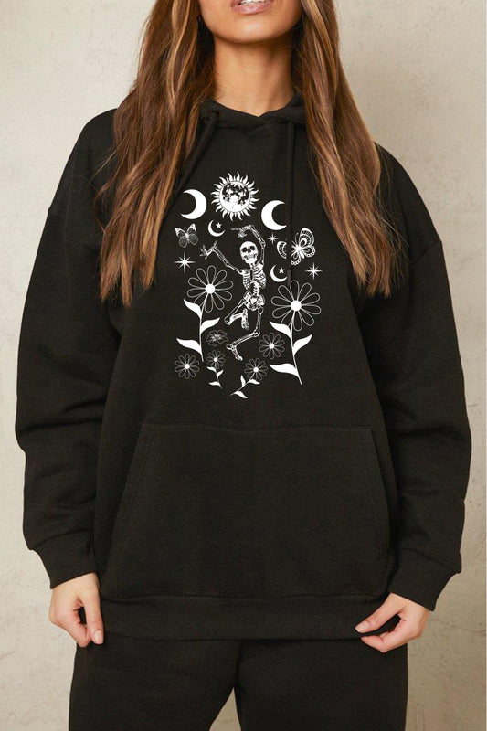 Women Simply Love Full Size Dancing Skeleton Graphic Hoodie NicholesGifts