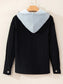 Drawstring Button Up Long Sleeve Hooded Jacket nicholesgifts