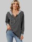 Women Drawstring Striped Long Sleeve Hoodie nicholesgifts