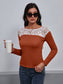 Ivy Lane Lace Trim Long Sleeve Round Neck Tee nicholesgifts