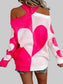 Women Valentine's Day Heart Turtleneck Cold Shoulder Sweater nicholesgifts