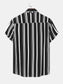 Men's Plus Size Striped Short Sleeve Button-Down Shirt nicholesgifts