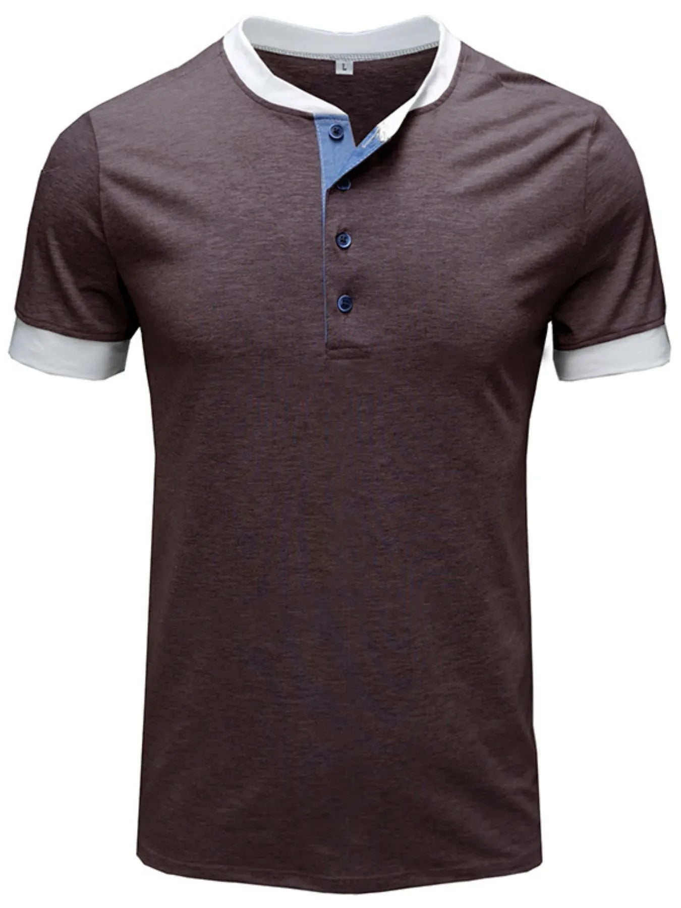 Men's Contrast Trim Henley Top NicholesGifts