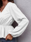 V-Neck Balloon Sleeve Peplum Blouse nicholesgifts