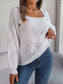Openwork Buttoned Square Neck Sweater nicholesgifts