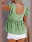 Full Size Ruffled Square Neck Cap Sleeve Blouse nicholesgifts