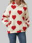 Women Fuzzy Heart Pocketed Dropped Shoulder Hoodie nicholesgifts