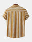 Men's Plus Size Striped Short Sleeve Button-Down Shirt nicholesgifts