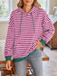 Lovelet Drawstring Striped Long Sleeve Hoodie Trendsi