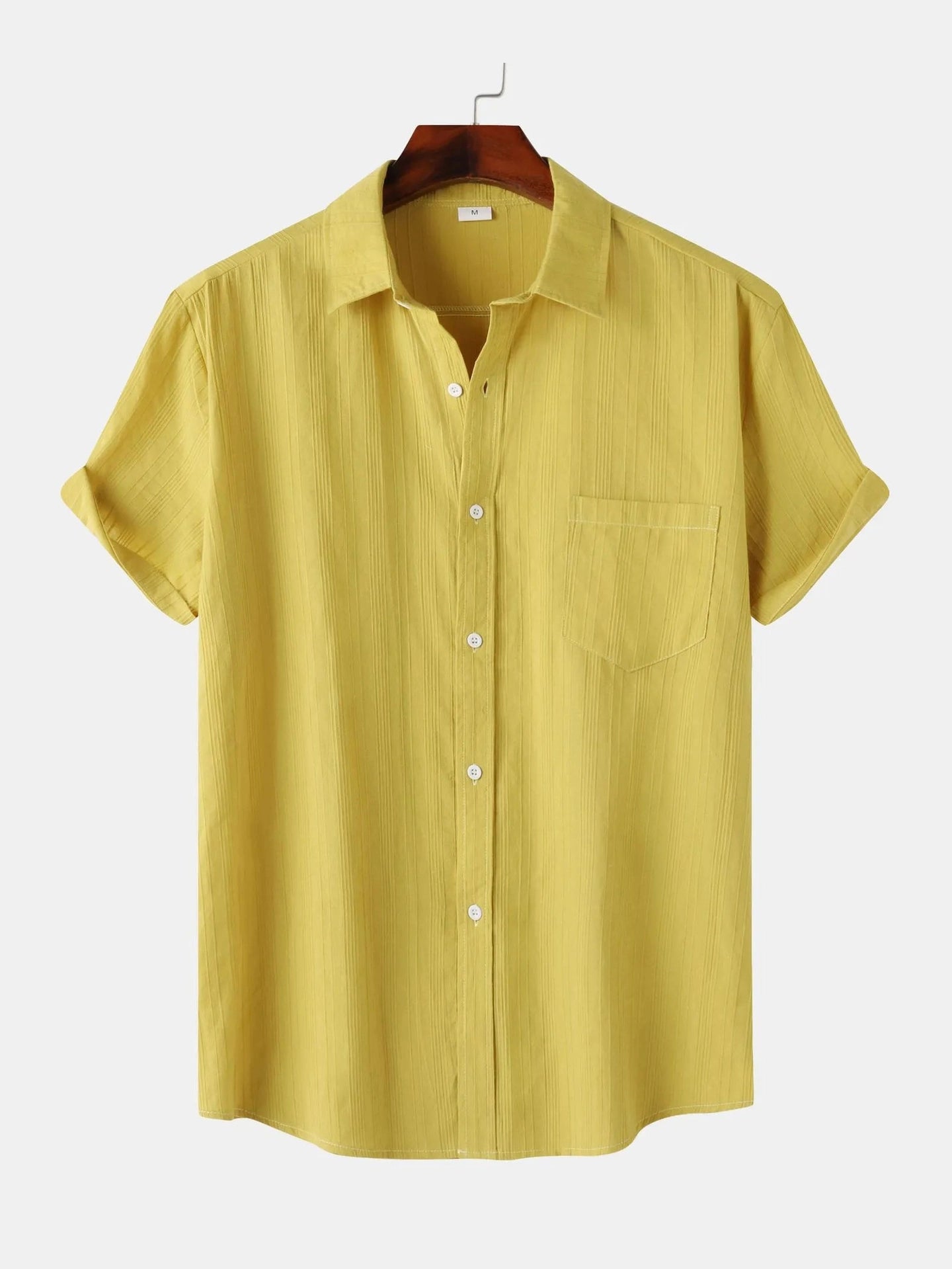 Men's Short Sleeve Button Down Shirt with Chest Pocket Trendsi