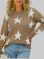 Star Pattern Round Neck Pullover Sweater nicholesgifts