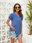 Swiss Dot Lace Detail V-Neck Blouse nicholesgifts