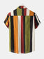 Men's Plus Size Multicolor Striped Short Sleeve Button Down Casual Shirt nicholesgifts
