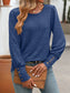 Women Decorative Button Round Neck Long Sleeve T-Shirt nicholesgifts