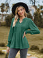 Notched Neck Flounce Sleeve Blouse nicholesgifts