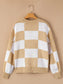Checkered Exposed Seam Drooped Shoulder Sweater nicholesgifts