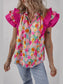 Floral Ruffle Layered Sleeve Blouse nicholesgifts