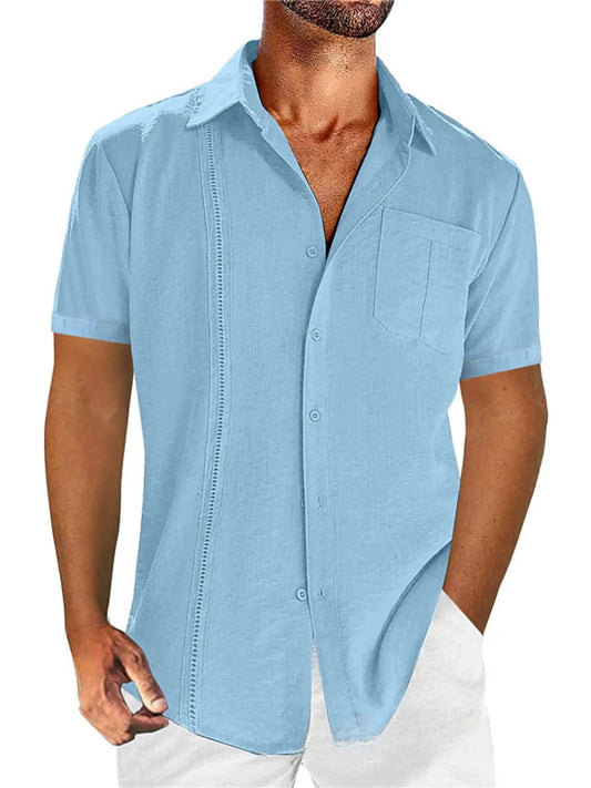 Men's Full Size Linen-Blend Short Sleeve Button-Down Shirt Plus Size NicholesGifts