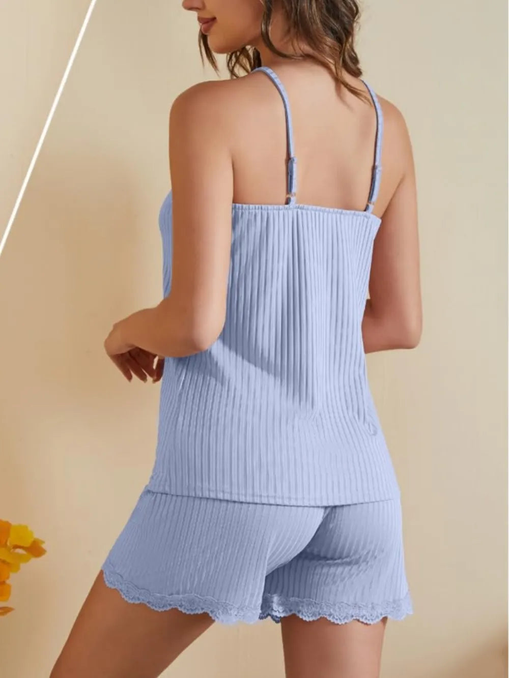 Ribbed Scoop Neck Top and Shorts Lounge Set nicholesgifts