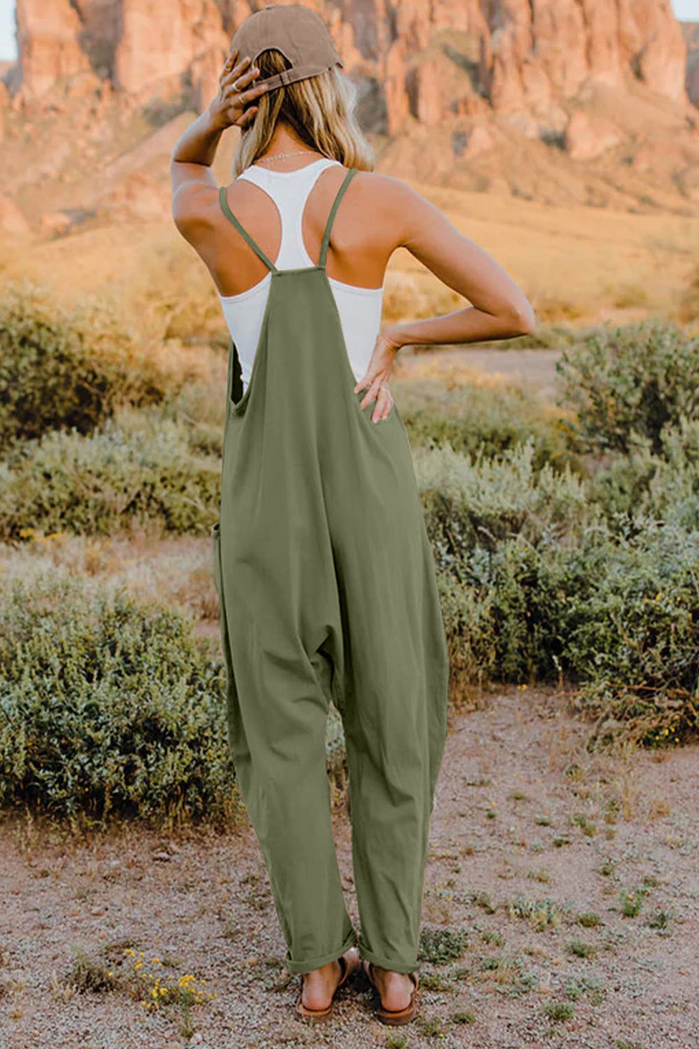 Double Take Full Size V-Neck Sleeveless Jumpsuit with Pockets nicholesgifts