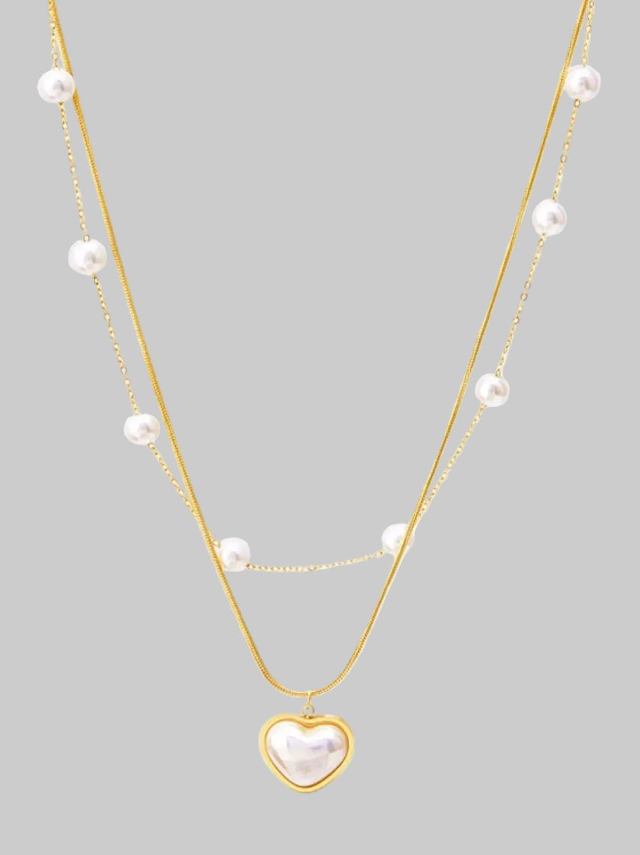 Women 18K Gold-Plated Double Layered Heart Necklace Gift For Valentine's Day nicholesgifts