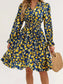 Floral Print Flounce Sleeve Ruffle Hem Dress nicholesgifts