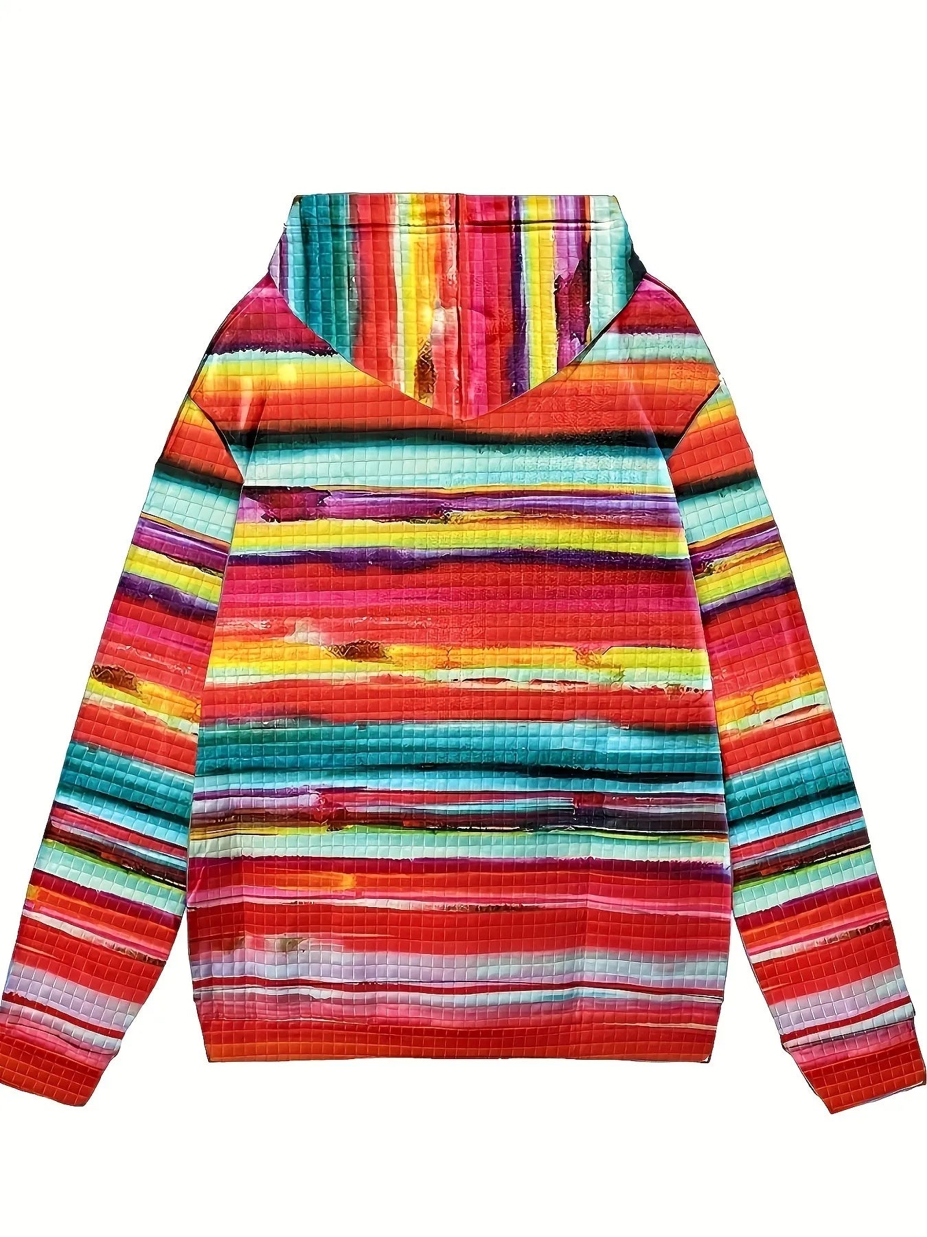 Drawstring Striped Kangaroo Pocket Hoodie
