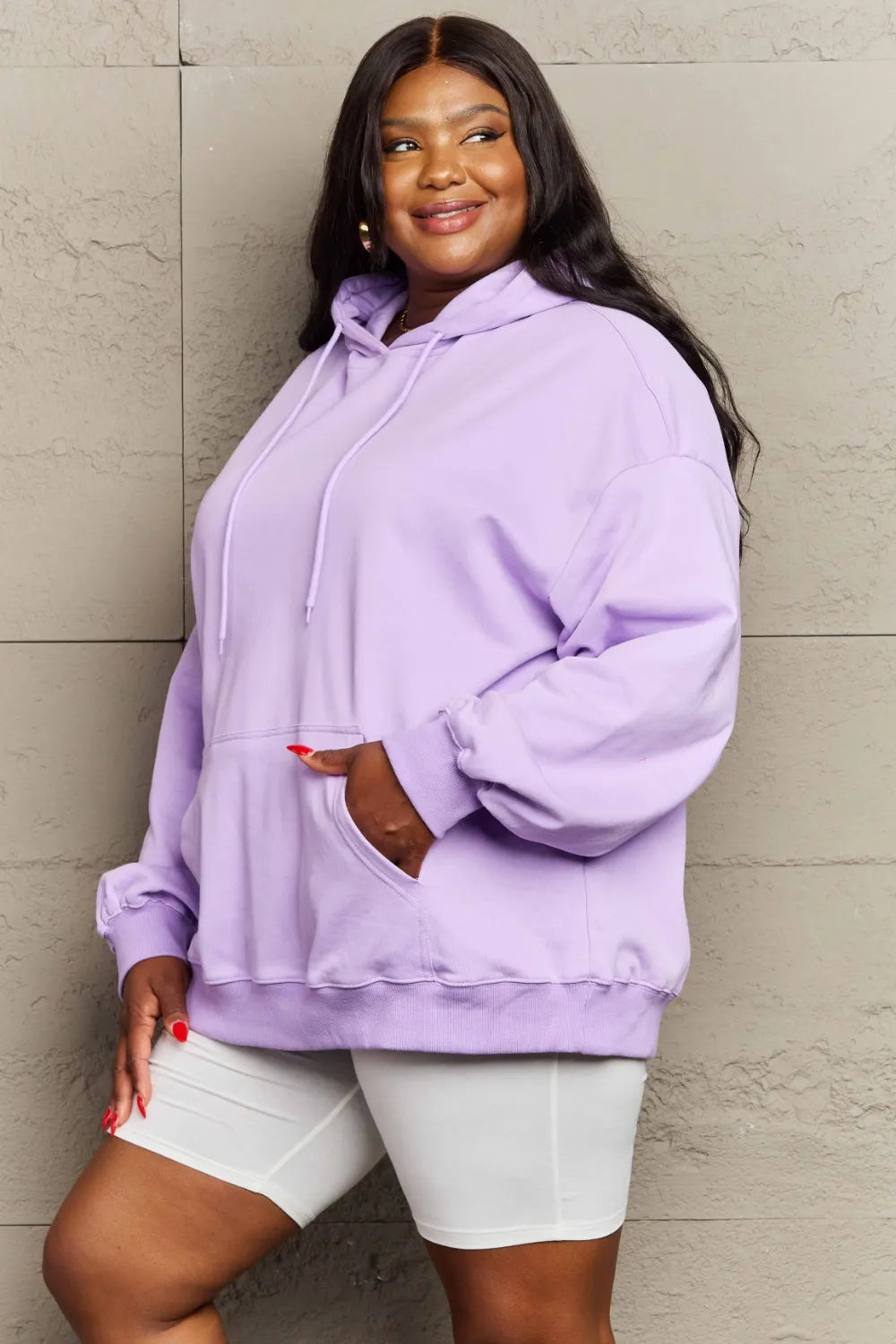 Full Size Drawstring Long Sleeve Hoodie Trendsi