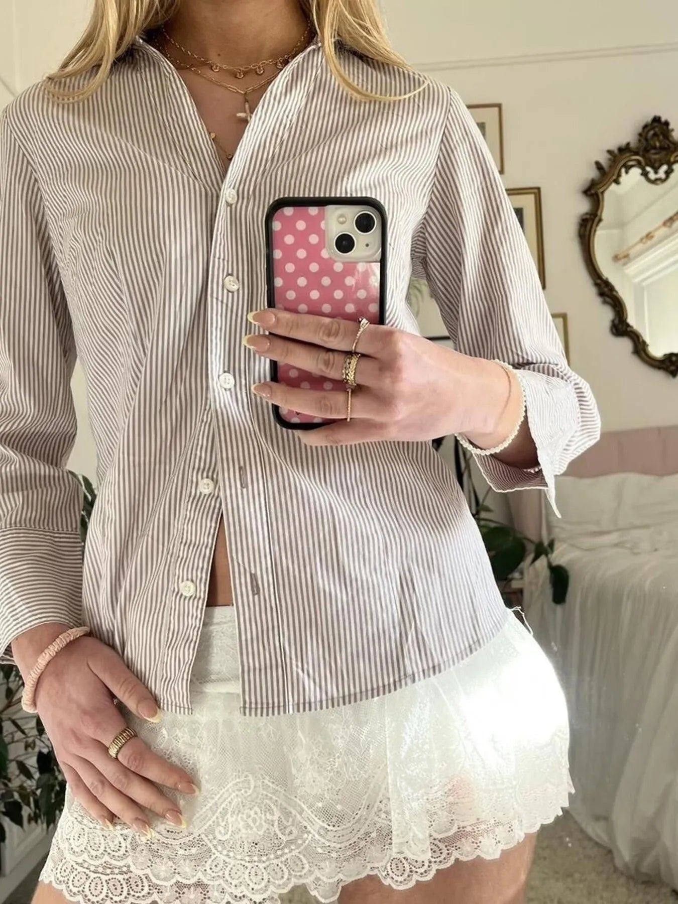 Printed Button-Down Long Sleeve Shirt NicholesGifts