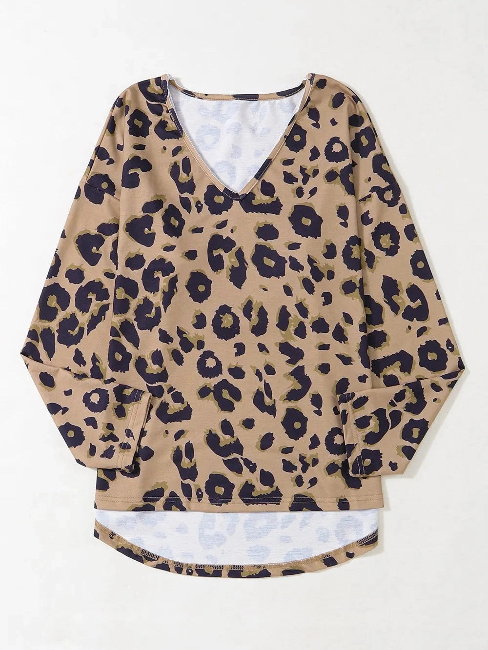 Leopard V-Neck Dropped Shoulder Blouse NicholesGifts