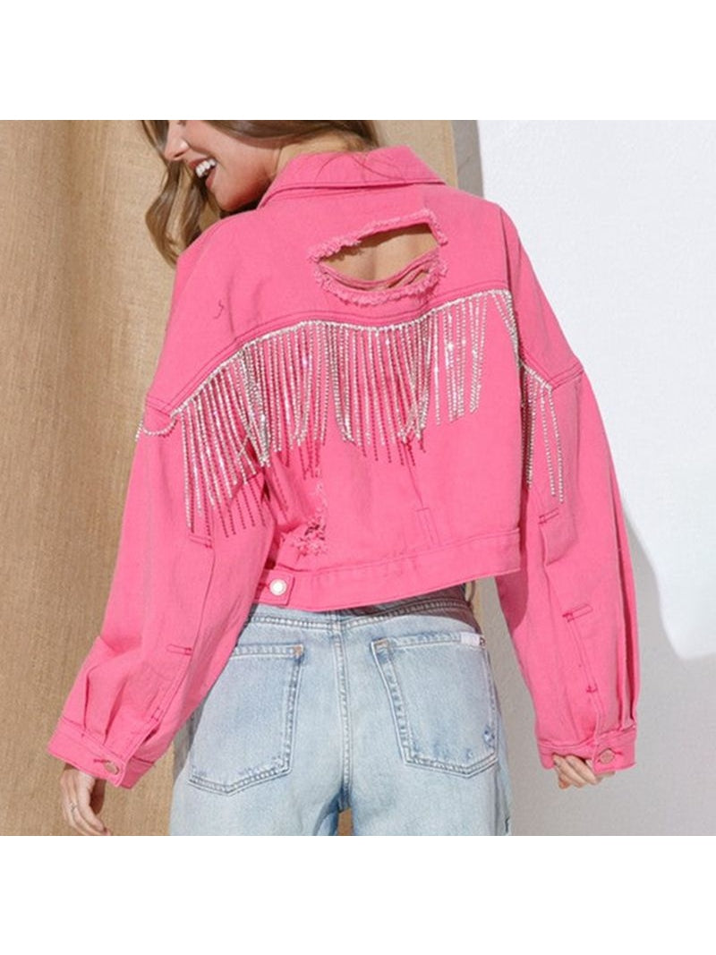 Cropped Collared Neck Dropped Shoulder Denim Jacket nicholesgifts