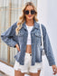 Pearl Trim Raw Hem Denim Jacket nicholesgifts