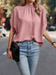 Swiss Dot Mock Neck Half Sleeve Blouse nicholesgifts