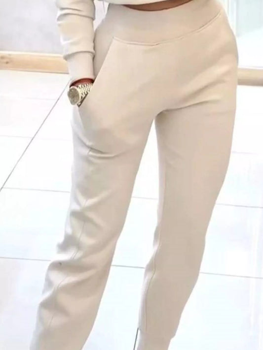 Casual Chic Cropped Sweatshirt and Jogger Set nicholesgifts