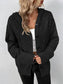 Women Button Up Drawstring Long Sleeve Hooded Cardigan nicholesgifts