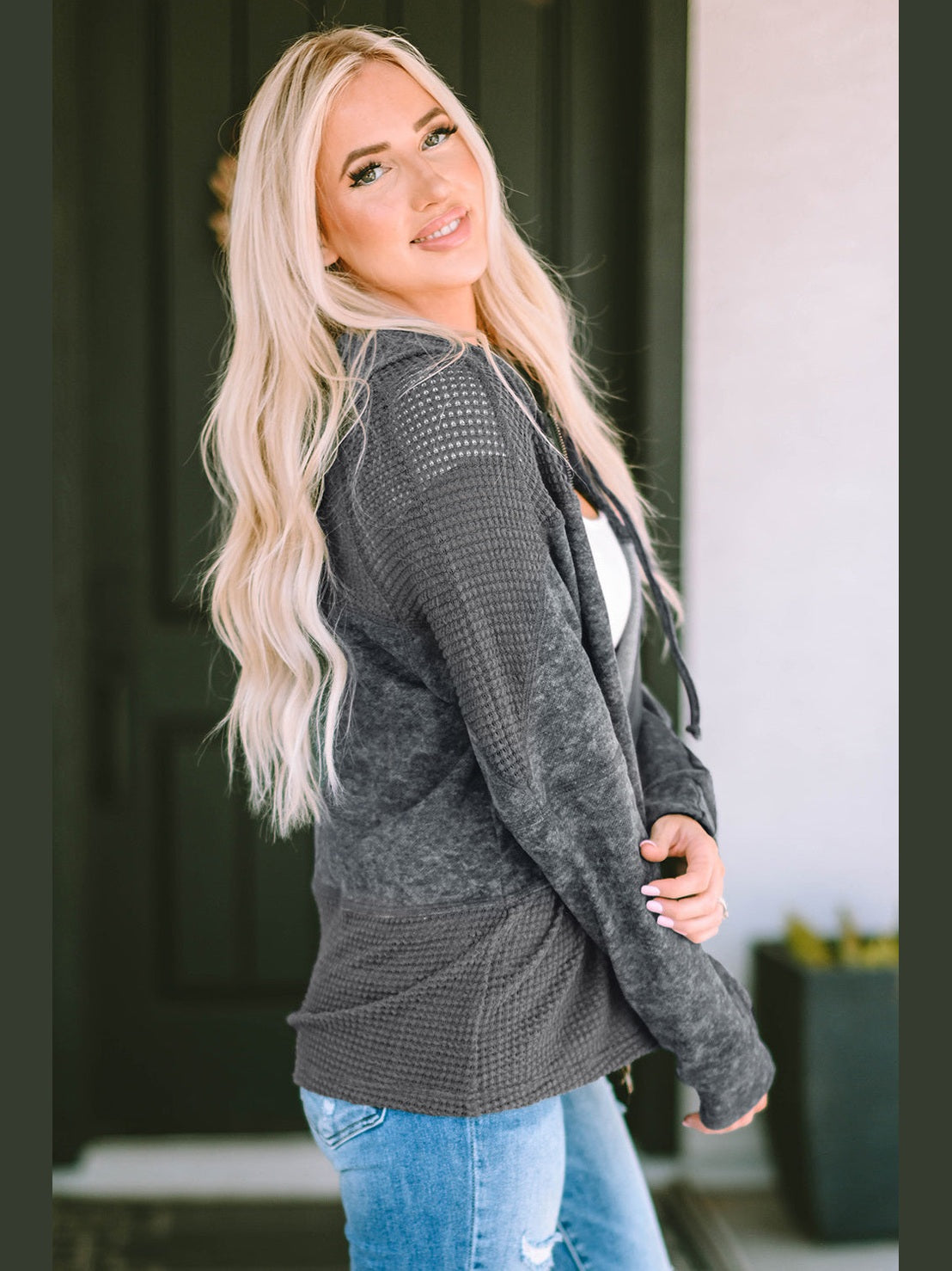 Zip-Up Drawstring Hooded Jacket nicholesgifts